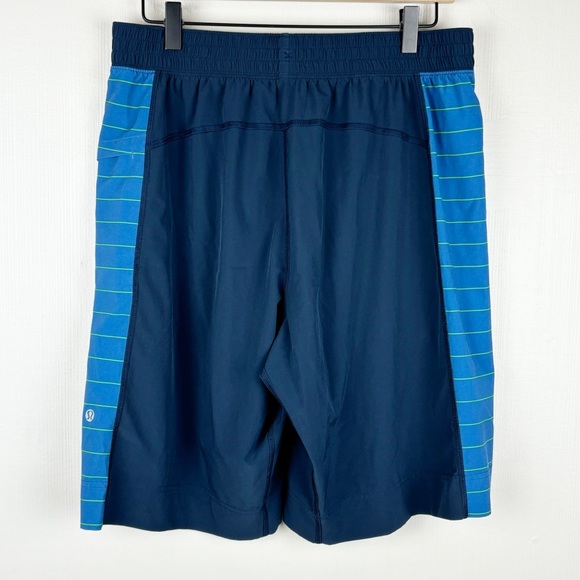 Lululemon Shorts Mens Large‎ Blue Side Stripes 11” Stretch Unlined Lightweight - Picture 10 of 15